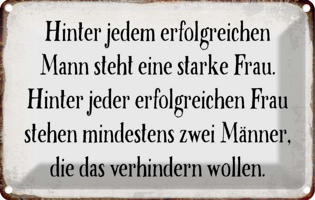 [LA-113323-2030] Blechschild 20x30 cm hinter jedem Mann steht Frau Männer Frauen Spruch Zitat