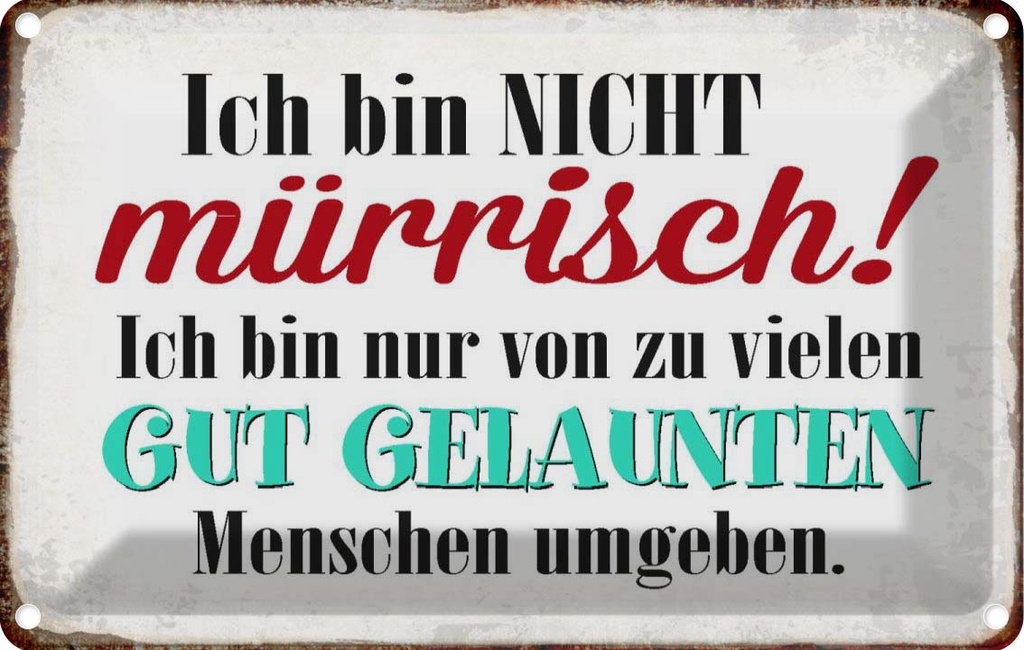 [LA-113326-2030] Blechschild 20x30 cm ich bin nicht mürrisch nur Dekoration Spruch Zitat