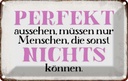 Blechschild 20x30 cm perfekt aussehen nichts können Dekoration Spruch Zitat
