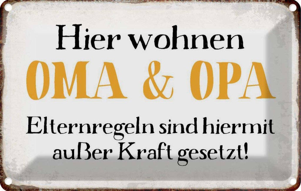 [LA-113347-2030] Blechschild 20x30 cm hier wohnen Opa und Oma Spruch Zitat