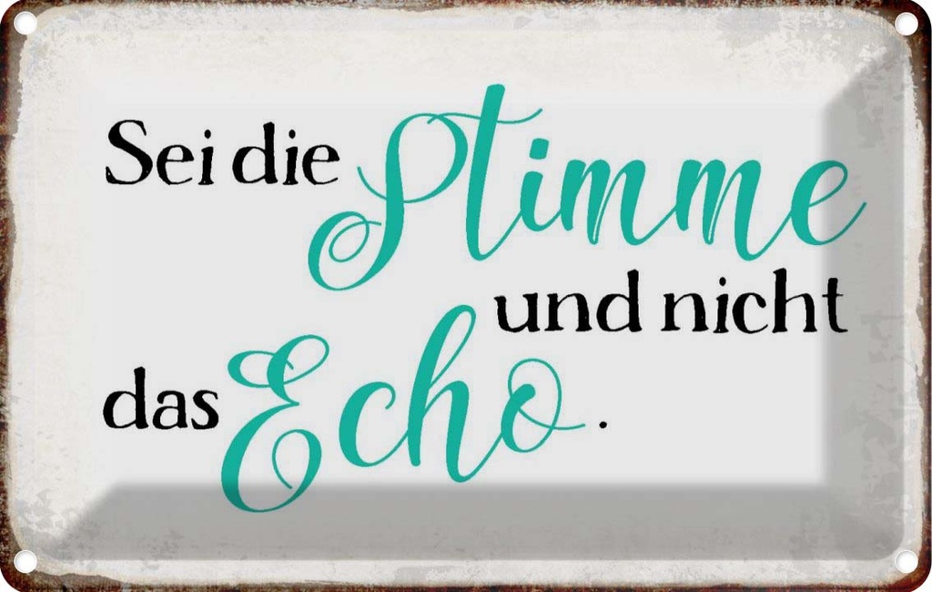 [LA-113359-2030] Blechschild 20x30 cm sei die Stimme nicht das Echo Dekoration Spruch Zitat