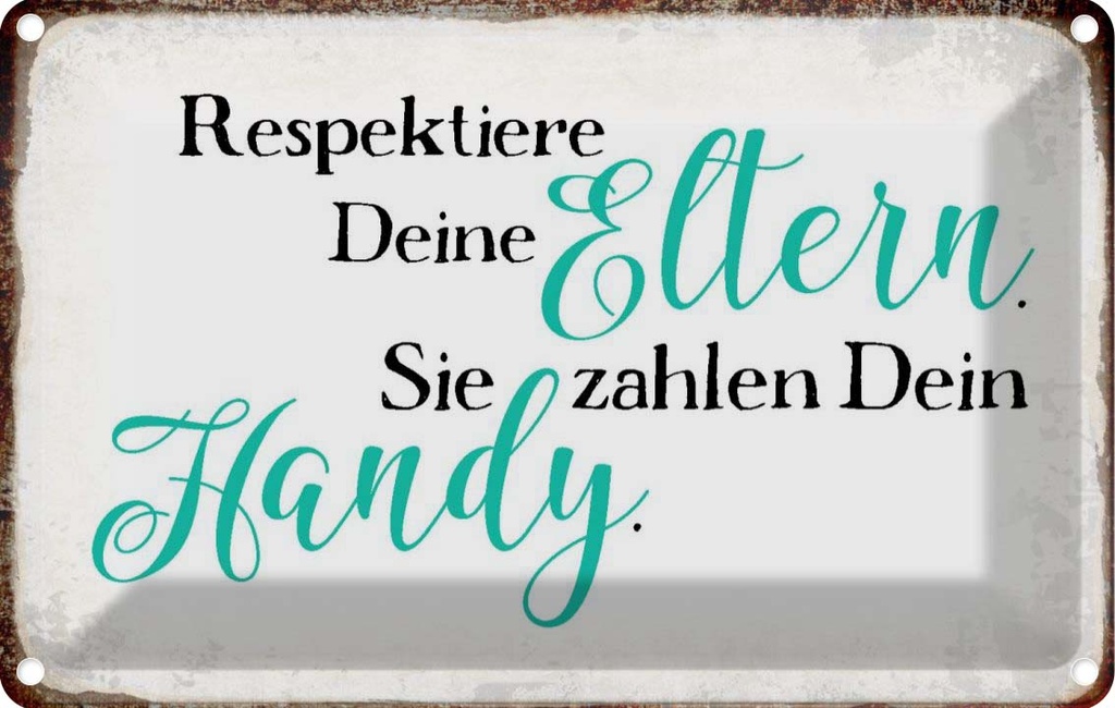 [LA-113404-2030] Blechschild 20x30 cm respektiere Eltern sie zahlen Familie Freunde