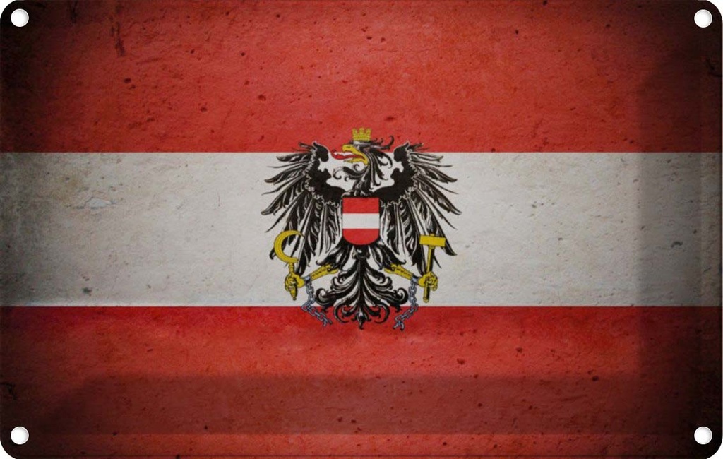 [LA-113538-2030] Blechschild 20x30 cm Österreich Fahne Flagge Wappen
