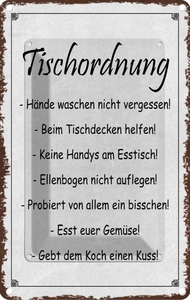 [LA-113563-2030] Blechschild 30x20 cm Tischordnung Hände waschen Warnschild Hinweisschild Sicherheit Vorsicht