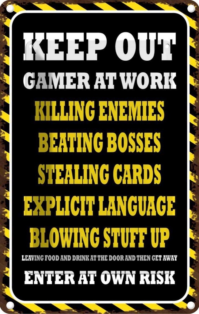 [LA-113572-2030] Blechschild 30x20 cm Keep Out gamer at work killing Dekoration