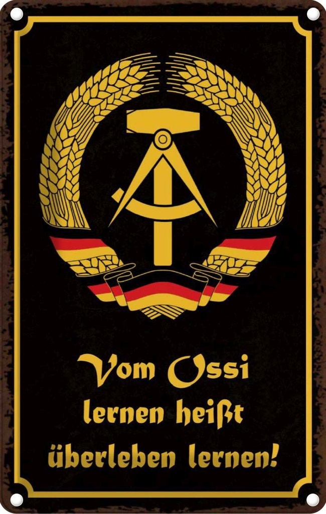 [LA-113581-2030] Blechschild 30x20 cm Ossi lernen heißt überleben Dekoration Spruch Zitat