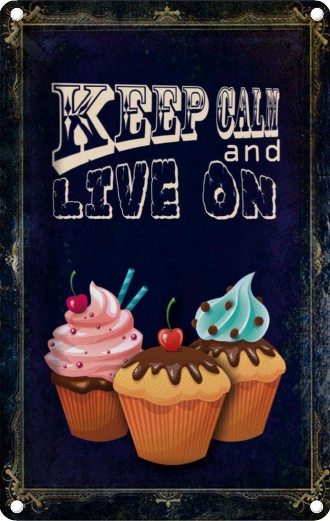 [LA-113593-2030] Blechschild 30x20 cm Cupcake Keep Calm and live on Yoga