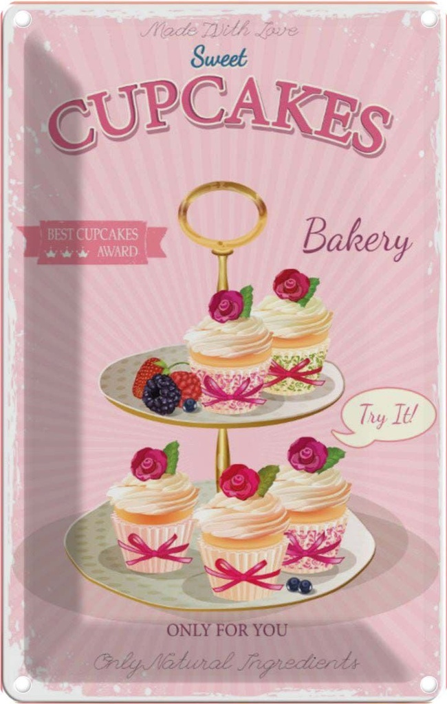 [LA-113602-2030] Blechschild 30x20 cm Essen sweet Cupcakes best award Trinken