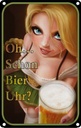 Blechschild 30x20 cm Pinup Oh schon Bier Uhr ? Pin Up Spruch Zitat