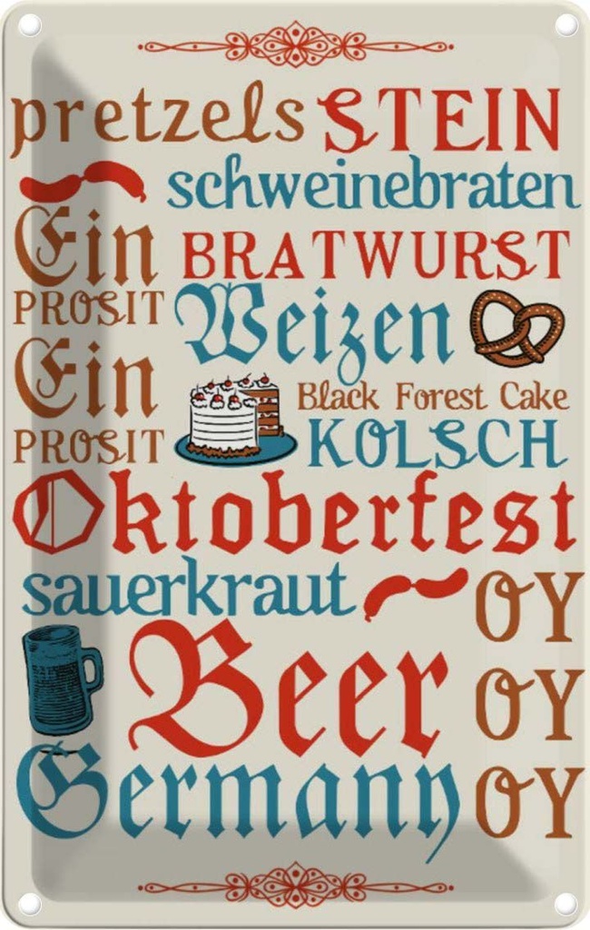[LA-113632-2030] Blechschild 30x20 cm Oktoberfest Beer Wurst Germany Deutschland Feiern Party