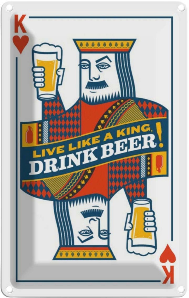 [LA-113634-2030] Blechschild 30x20 cm Bier König drink Beer King Essen Trinken
