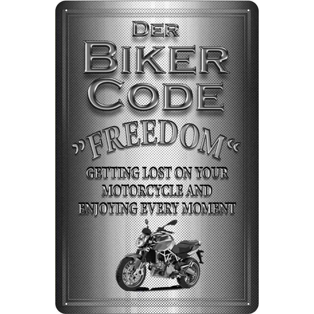 [LA-113653-2030] Blechschild 30x20 cm Motorrad Biker Code Freedom getting Auto Garage Werkstatt