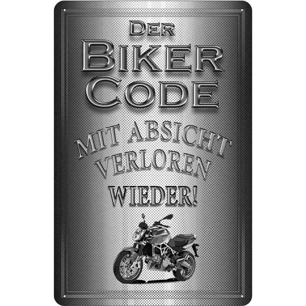 [LA-113654-2030] Blechschild 30x20 cm Motorrad Biker Code mit Absicht Auto Garage Werkstatt