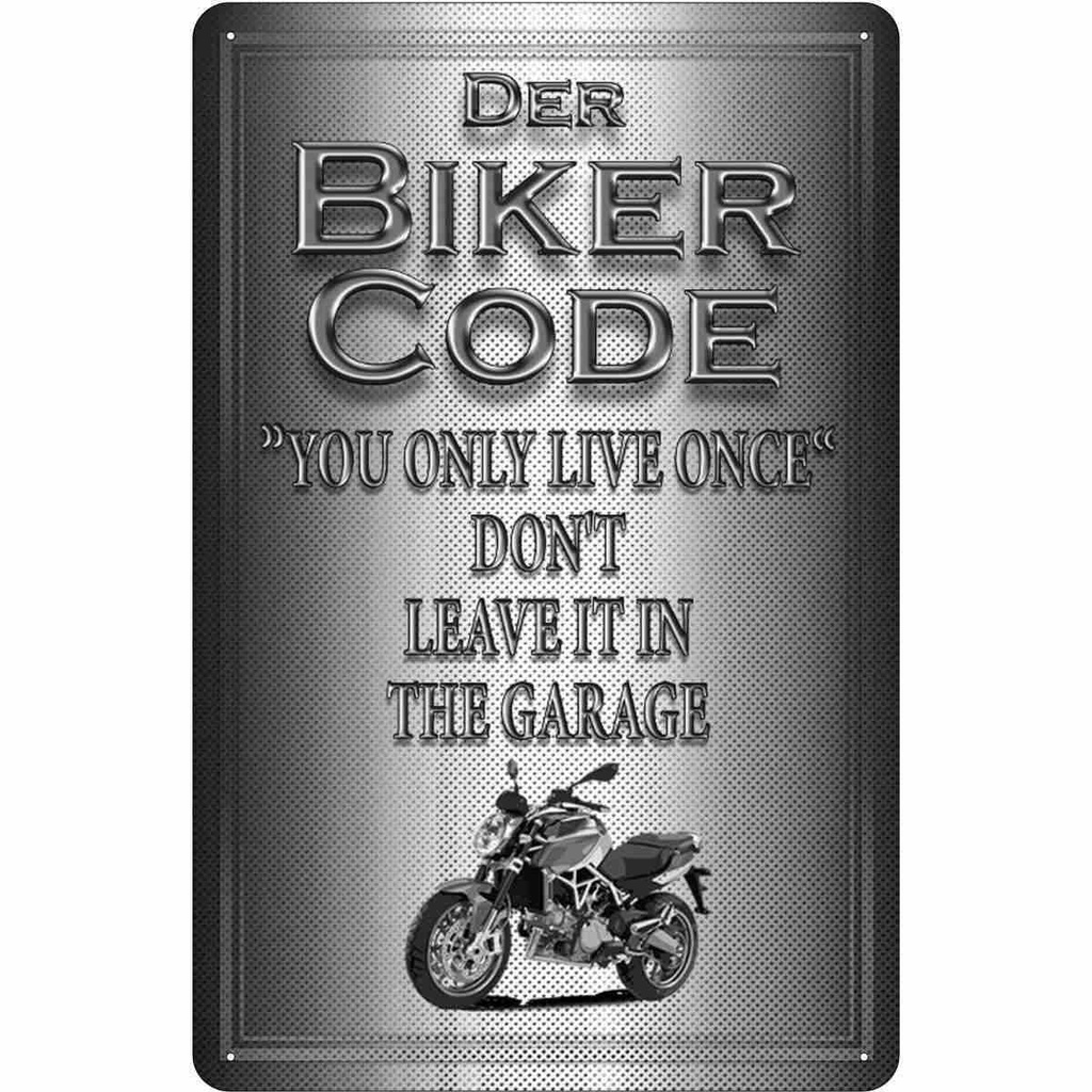 [LA-113698-2030] Blechschild 30x20 cm Motorrad Biker Code you only live once Auto Garage Werkstatt