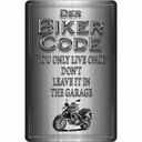 Blechschild 30x20 cm Motorrad Biker Code you only live once Auto Garage Werkstatt