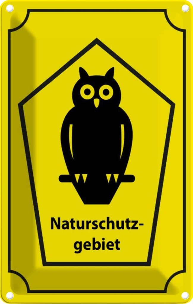 [LA-113706-2030] Blechschild 30x20 cm Naturschutzgebiet Eule Dekoration Warnschild Hinweisschild Sicherheit Vorsicht