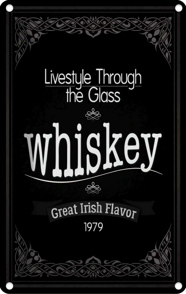 [LA-113712-2030] Blechschild 30x20 cm Alkohol Whiskey livestyle trough