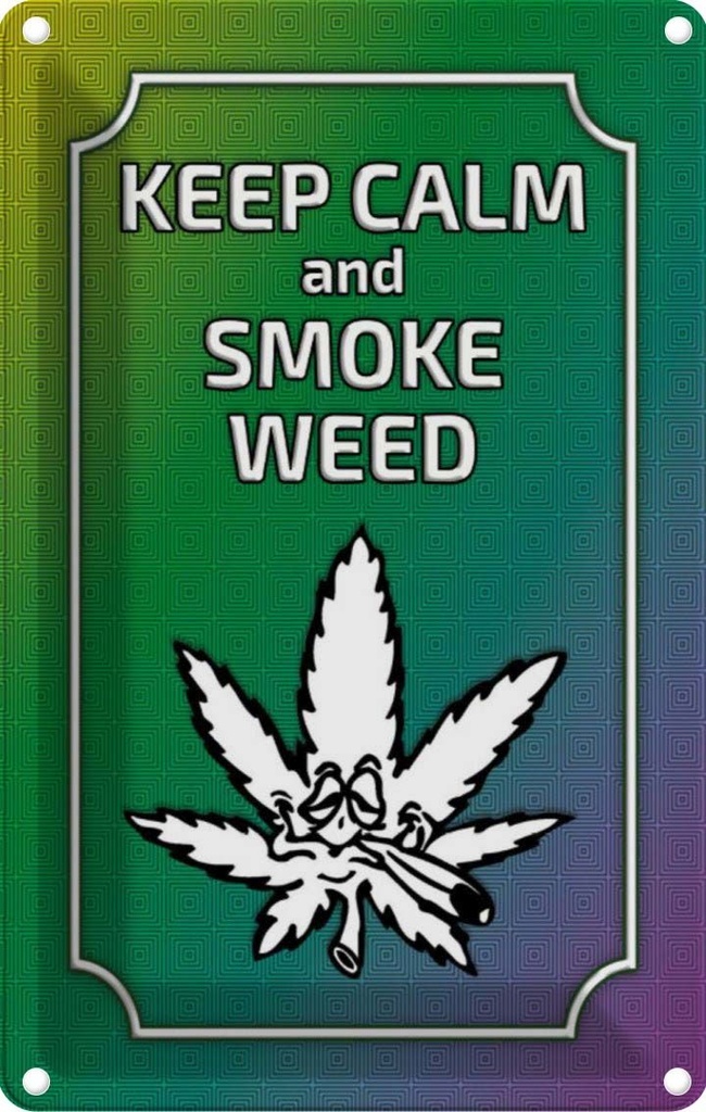[LA-113720-2030] Blechschild 30x20 cm keep calm and smoke weed Yoga