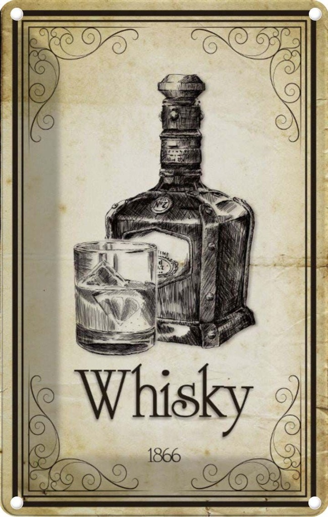 [LA-113731-2030] Blechschild 30x20 cm Alkohol 1866 Whisky Essen Trinken Bar Club