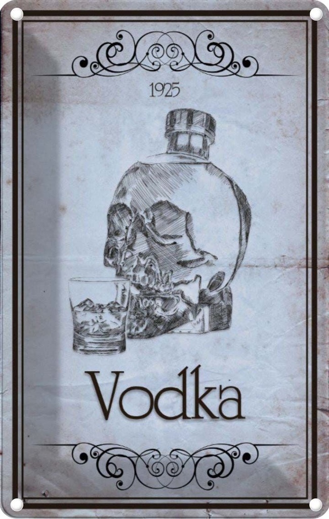 [LA-113738-2030] Blechschild 30x20 cm Alkohol 1925 Vodka Totenkopf Essen Trinken Bar Club