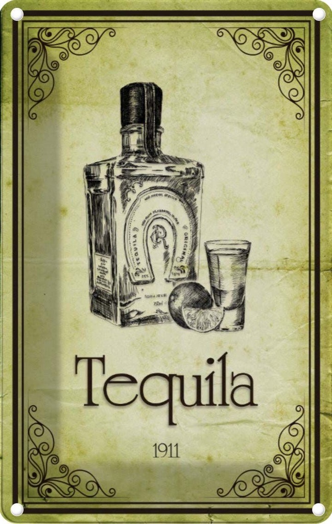 [LA-113740-2030] Blechschild 30x20 cm Alkohol 1911 Tequila Essen Trinken Bar Club