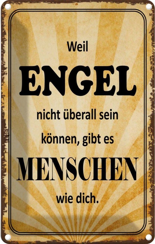 [LA-113807-2030] Blechschild 30x20 cm weil Engel nicht überall sein Dekoration Spruch Zitat