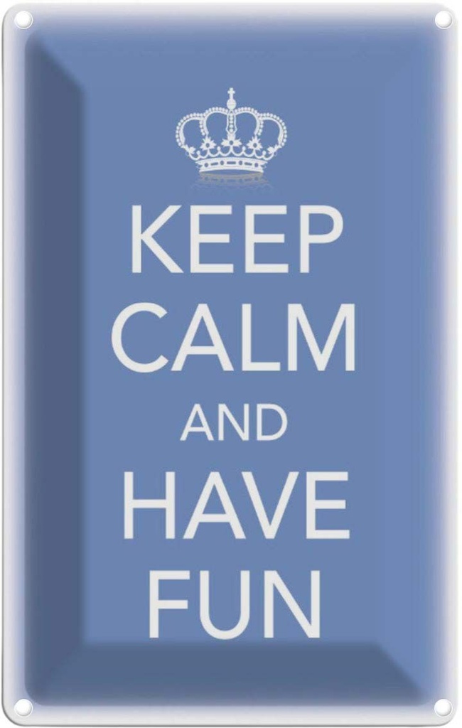 [LA-113818-2030] Blechschild 30x20 cm Keep Calm and have fun Krone Yoga