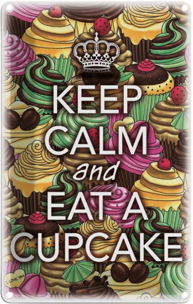 [LA-113823-2030] Blechschild 30x20 cm Keep Calm and eat a Cupcake Yoga