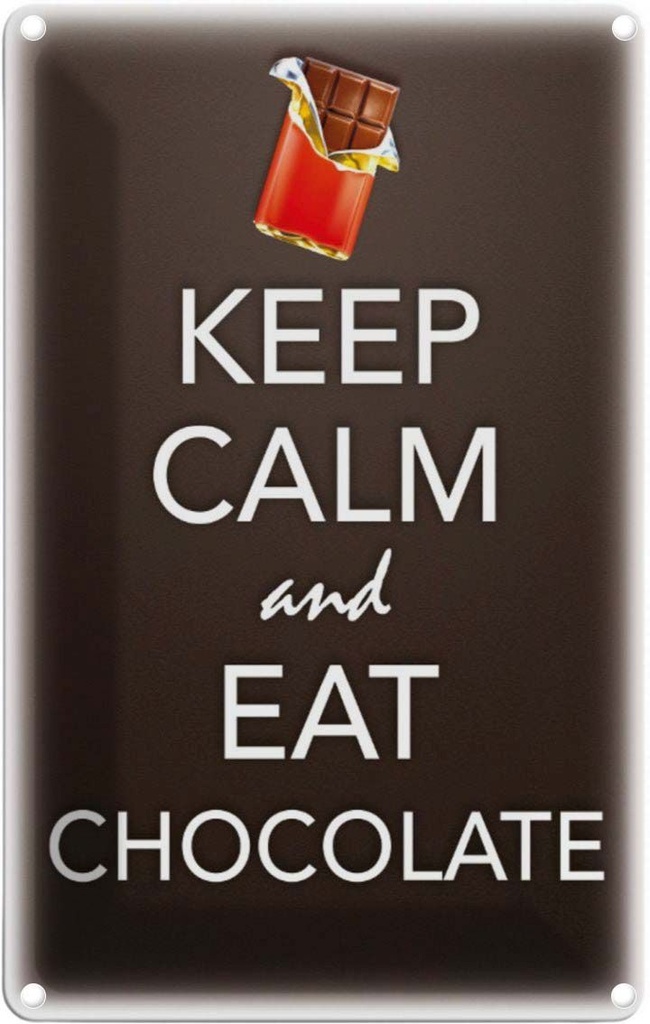 [LA-113838-2030] Blechschild 30x20 cm Keep Calm and eat chokolate Yoga
