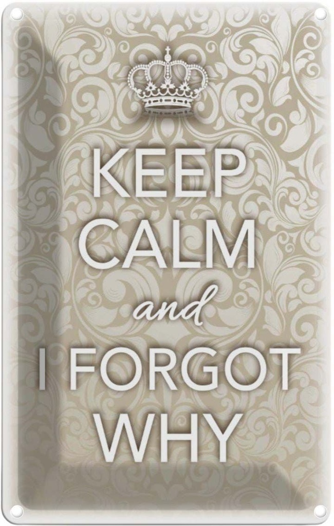 [LA-113841-2030] Blechschild 30x20 cm Keep Calm and i forgot why Yoga