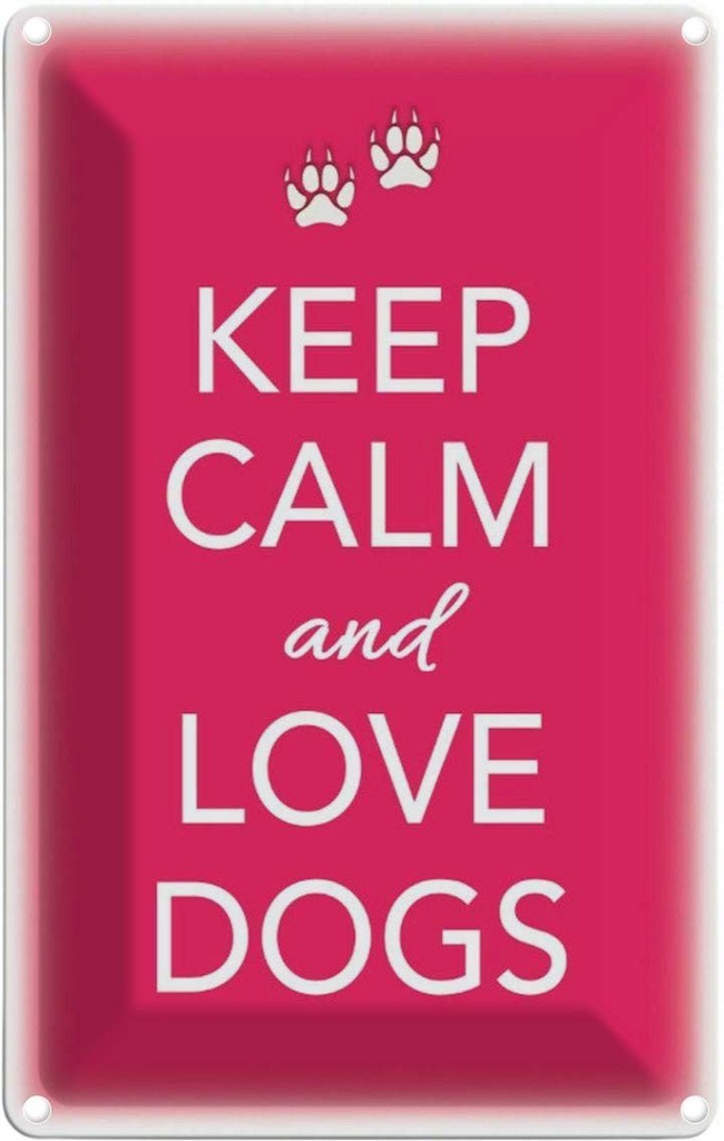 [LA-113843-2030] Blechschild 30x20 cm Keep Calm and love dogs Hund Yoga