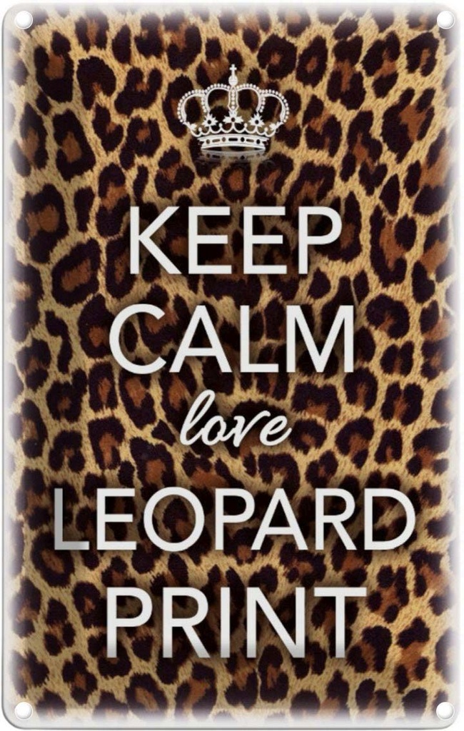 [LA-113845-2030] Blechschild 30x20 cm Keep Calm love leopard print Yoga