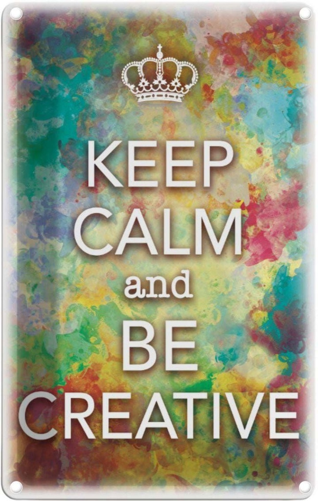 [LA-113853-2030] Blechschild 30x20 cm Keep Calm and be creative Yoga