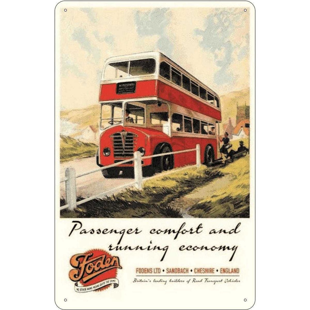 [LA-113890-2030] Blechschild 30x20 cm Foden Bus Tour comfort economy Dekoration