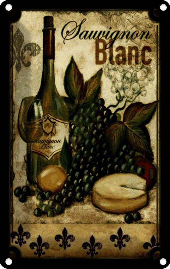 [LA-113925-2030] Blechschild 30x20 cm Kunst Stillleben Sauvignon Blanc Wein Essen Trinken