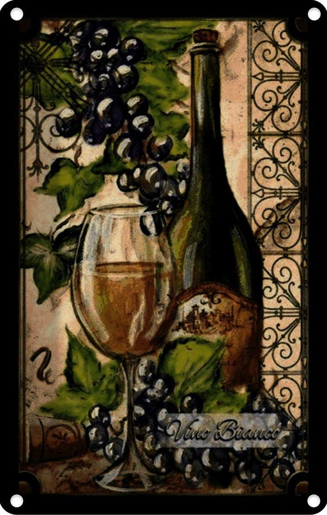 [LA-113926-2030] Blechschild 30x20 cm Kunst Stillleben Vino Bianco Weißwein Essen Trinken