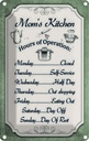 Blechschild 30x20 cm Mom`s Kitchen Hours Operation Küche Kochen Essen