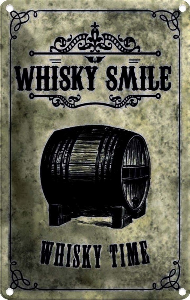 [LA-113989-2030] Blechschild 30x20 cm Alkohol Whisky Smile Whisky Time