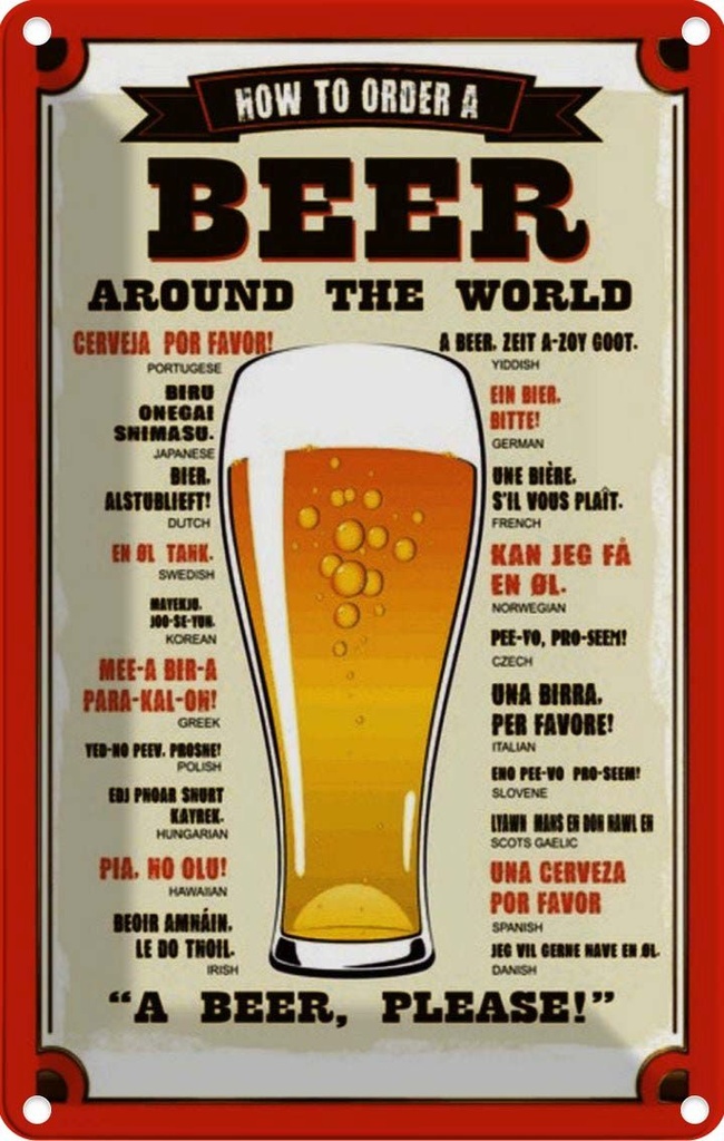 [LA-114001-2030] Blechschild 30x20 cm Bier Beer around the world beer please