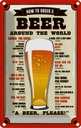 Blechschild 30x20 cm Bier Beer around the world beer please