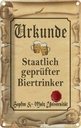 Blechschild 30x20 cm Bier Urkunde geprüfter Biertrinker Spruch Zitat