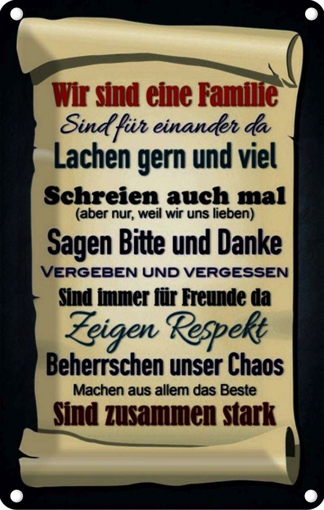 [LA-114026-2030] Blechschild 30x20 cm wir sind eine Familie zusammen Freunde