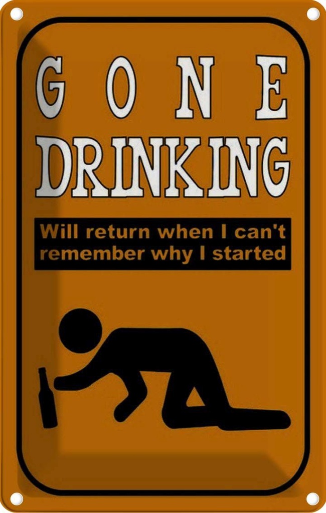[LA-114034-2030] Blechschild 30x20 cm Alkohol gone drinking will return when Spruch Zitat