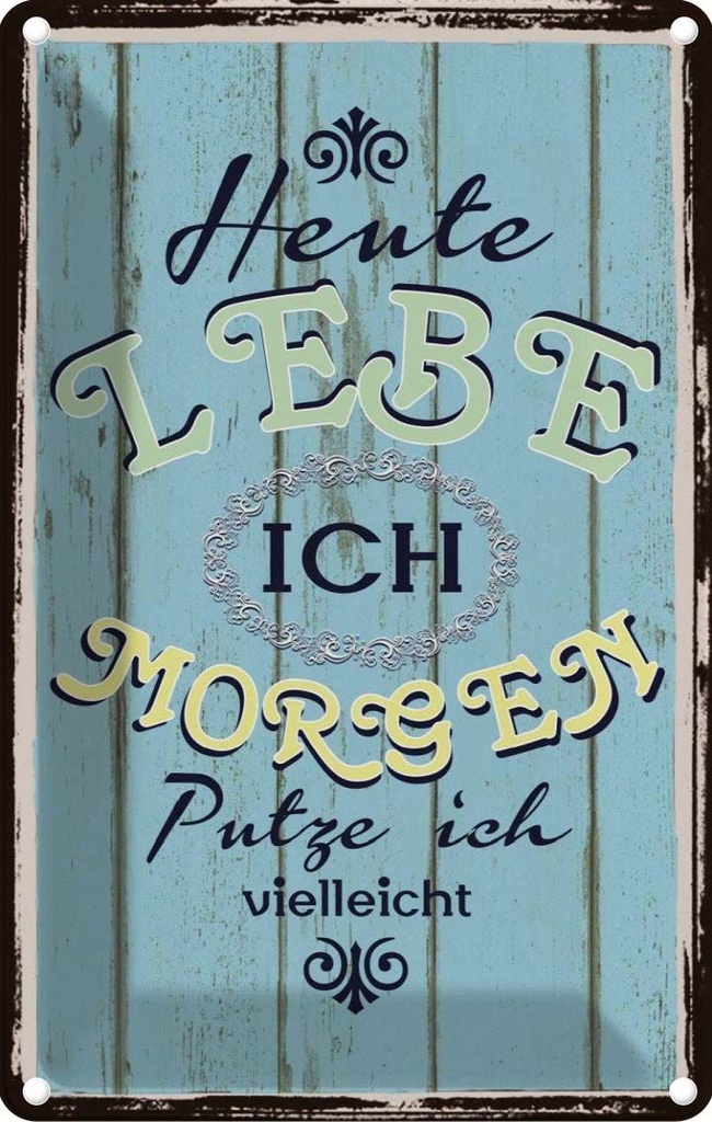 [LA-114109-2030] Blechschild 30x20 cm heute lebe ich morgen putze Spruch Zitat