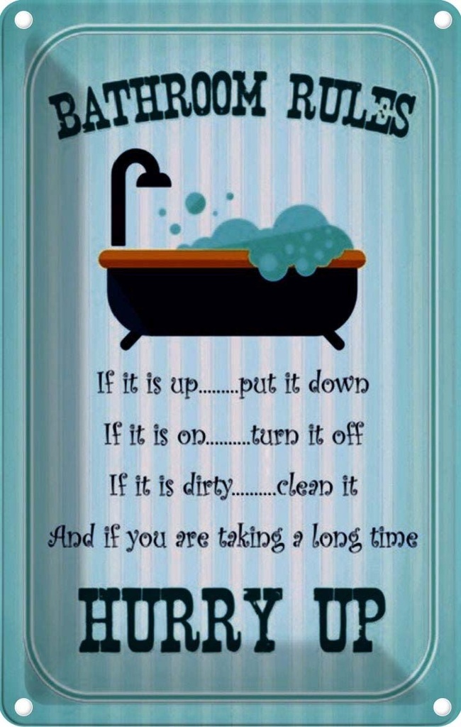 [LA-114116-2030] Blechschild 30x20 cm Bathroom Rules if it is up put