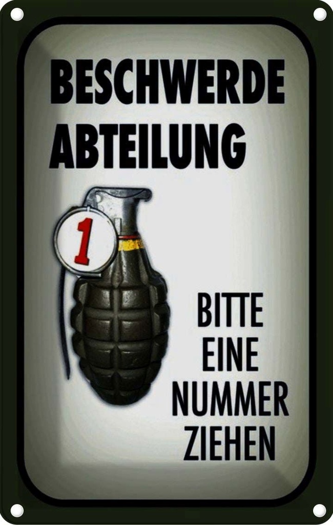 [LA-114118-2030] Blechschild 30x20 cm Beschwerde Abteilung bitte Nr Spruch Zitat