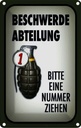 Blechschild 30x20 cm Beschwerde Abteilung bitte Nr Spruch Zitat