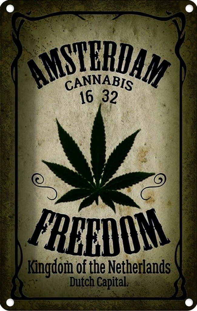 [LA-114132-2030] Blechschild 30x20 cm Cannabis Amsterdam freedom Kingdom