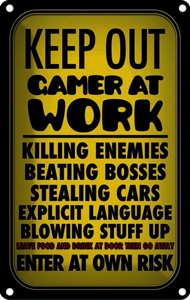 [LA-114136-2030] Blechschild 30x20 cm Keep out gamer at work enter Calm Yoga