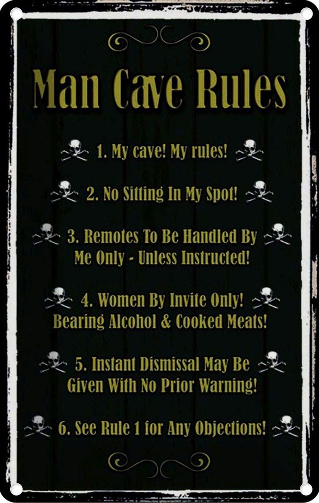[LA-114140-2030] Blechschild 30x20 cm Man cave Rules no sitting Spot Dekoration